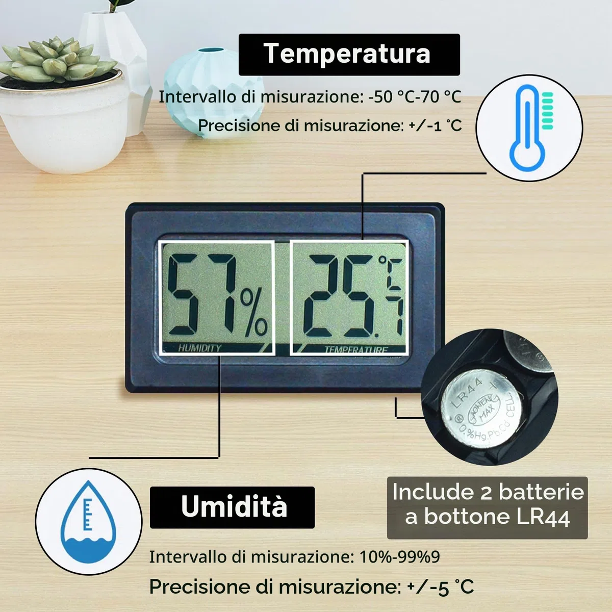 Oiakz Terrario per Rettili con Igrometro di Temperatura, in Acrilico per Piccoli Insetti, Casa, Ufficio, 40 x 24 x 18 cm (DE-Z002)