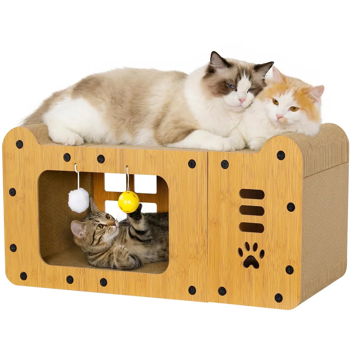 Gimars Tiragraffi Cartone 59,5 cm, Tiragraffi per Gatti Cartone XL, Tiragraffi Verticale per Gatti e Casa Tiragraffi Gatto in Cartone, Graffiatoio per Gatti per Graffiare, Nascondersi e Riposare