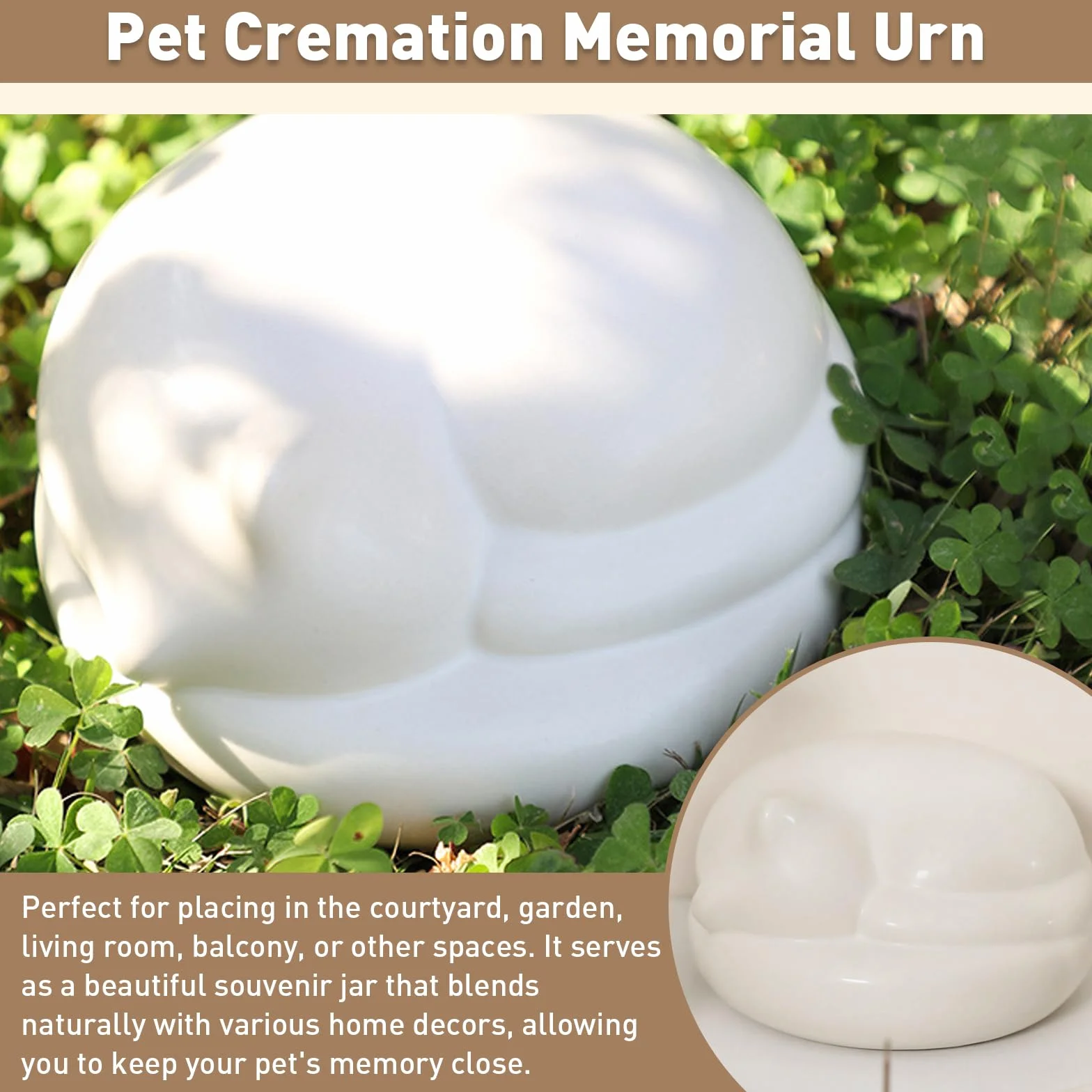 Urna commemorativa per la cremazione degli animali domestici – Contenitore per ceneri in ceramica per gatti e cani, barattolo ricordo per la memoria (gatto)