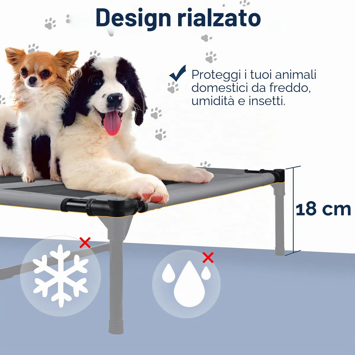 UISEBRT Cuccia Rialzata per Cani con Baldacchino e Tetto Impermeabile, Lettino da Esterni con Rete Traspirante per Campeggio, Spiaggia - Misura L, 92 x 76 x