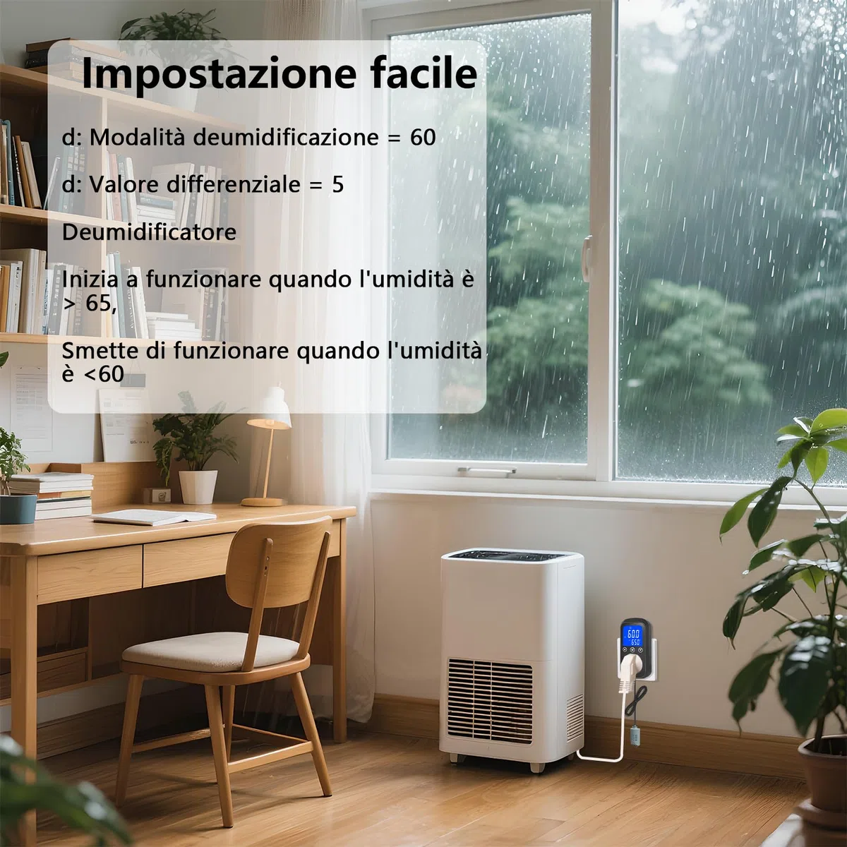 KETOTEK KT2200 Controllore di Umidità Digitale con Spina – Igrostato per Umidificatore e Deumidificatore – per Terrario Rettili, Incubatrice, Serra, Armadio Piante