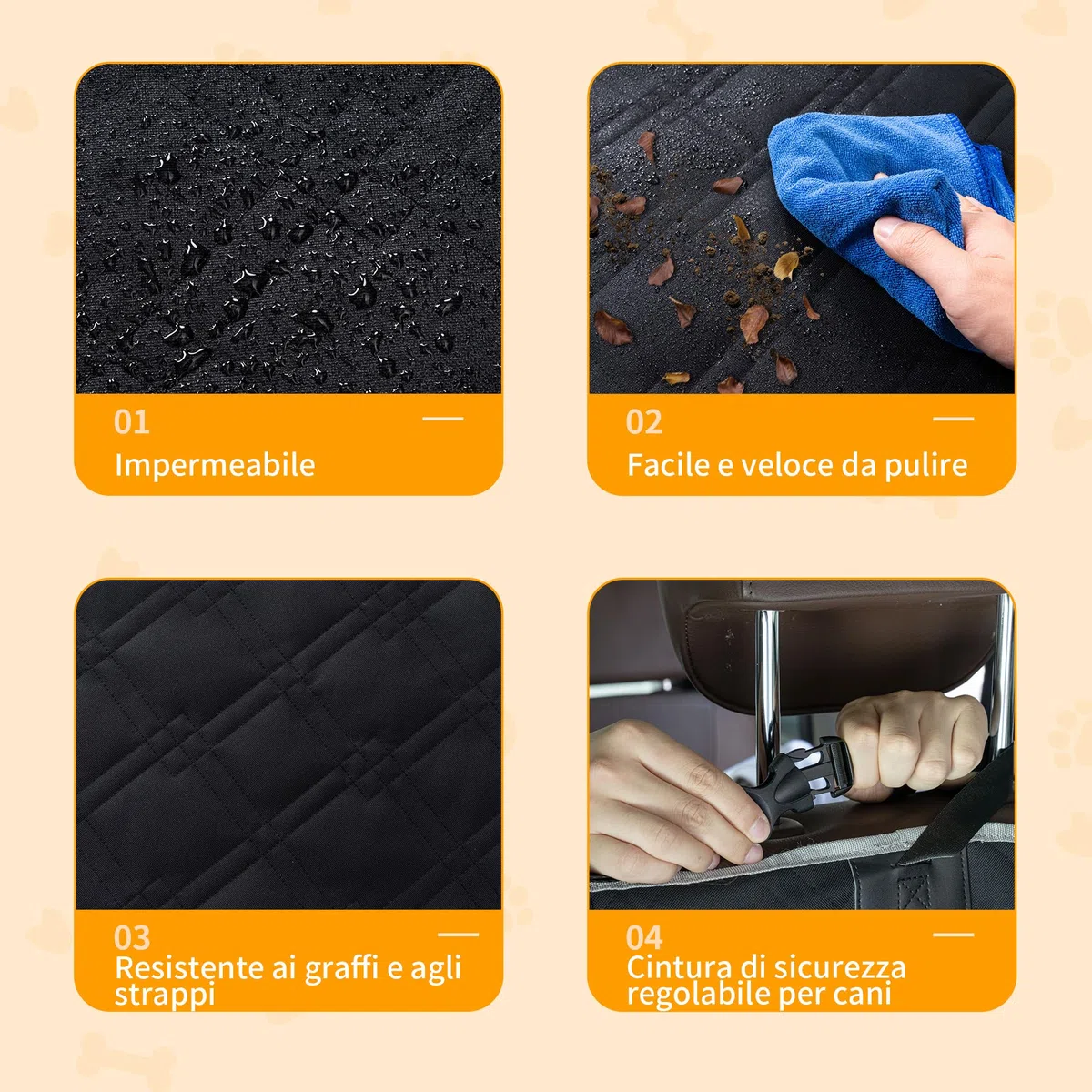 Toozey Telo Auto per Cani Bagagliaio, 185*103 Universale Robusto Coprisedile Auto Coperta per Cani con Laterale&Paraurti Protezione, Antistrappo/Impermeabile/Antimacchia/Antiscivolo/Anti-capelli, Nero