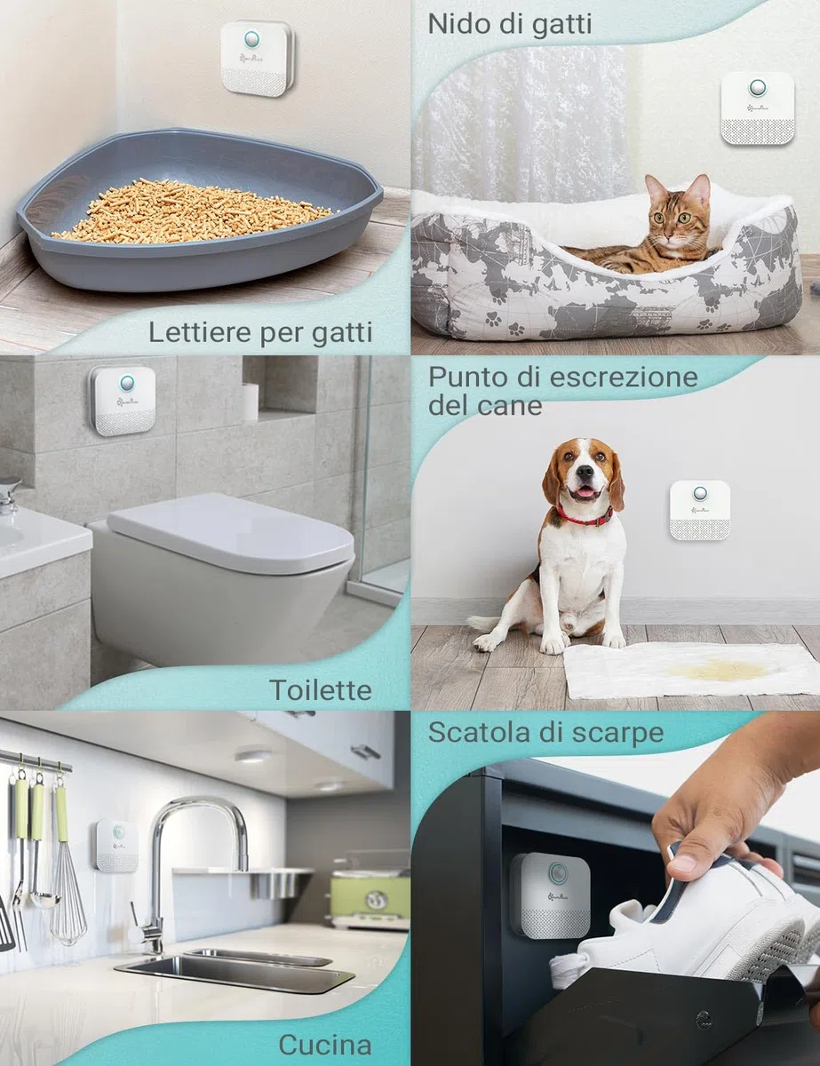 DownyPaws Deodorante Lettiera Gatti, Ricaricabile da 4000 mAh Deodorante per Lettiera Gatto, Durata della Batteria di 14 Giorni, Nessun Materiale di Consumo