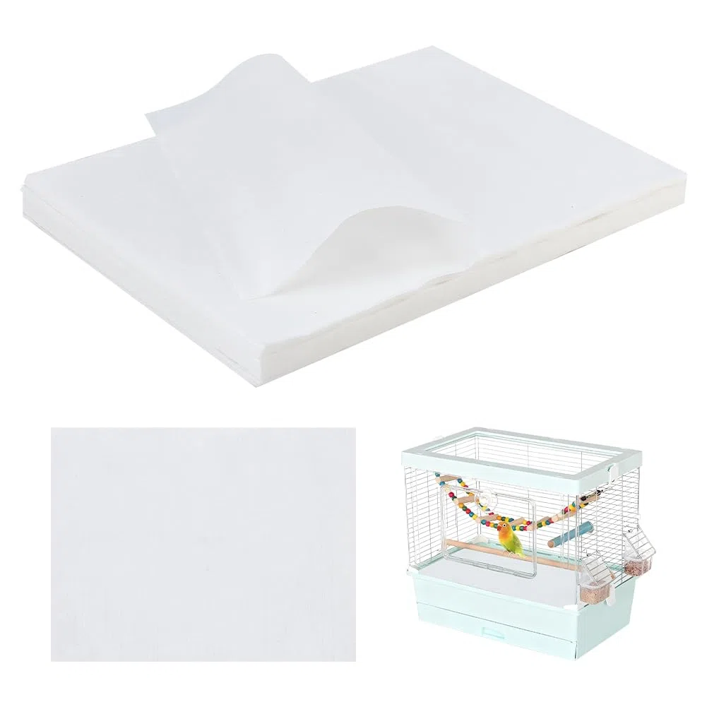 PH PandaHall 200 fogli di carta pretagliata assorbente per gabbie per uccelli, in tessuto non tessuto, per gabbie per uccelli, accessori per pappagalli, 34 x 27 cm