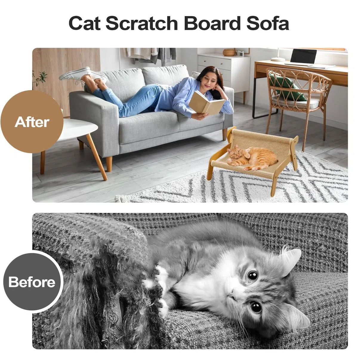 Divano tiragraffi per gatti per tutte le stagioni, rivestito in sisal, resistente ai graffi, con tappetino rinfrescante, design multifunzionale, per atrii, balconi e sale attività per gatti