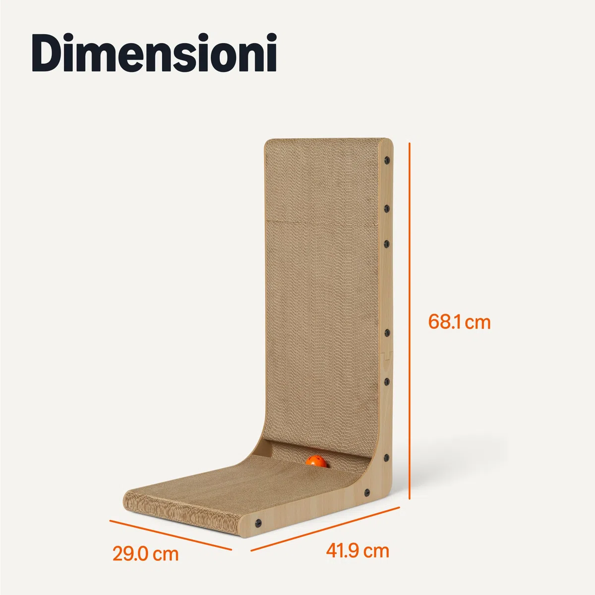 Amazon Basics - Pannello Tiragraffi per Gatti, Tiragraffi da Parete in Cartone a Forma di L, Facile Montaggio, 41,9cm x 29,0cm x 68,1cm, Beige