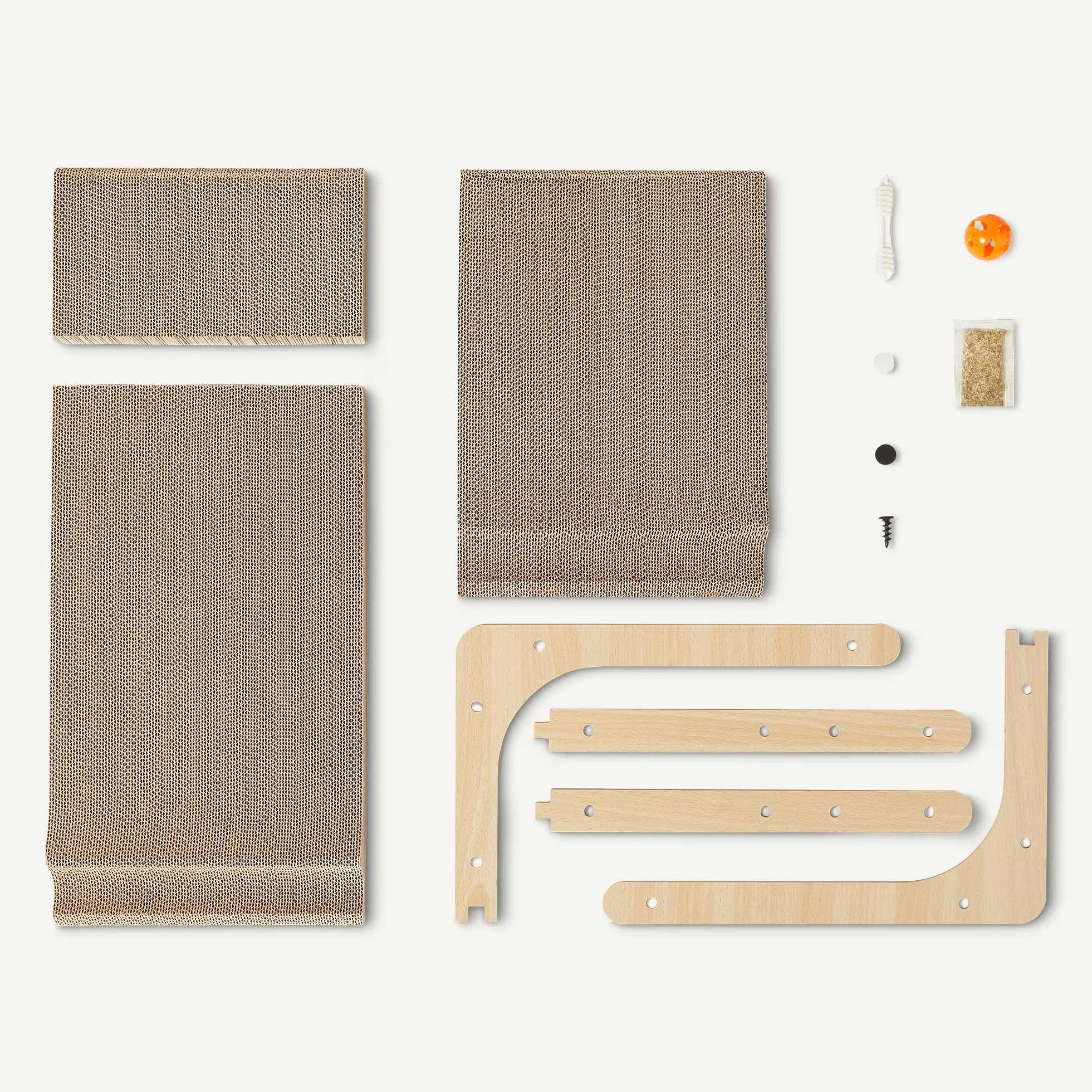 Amazon Basics - Pannello Tiragraffi per Gatti, Tiragraffi da Parete in Cartone a Forma di L, Facile Montaggio, 41,9cm x 29,0cm x 68,1cm, Beige