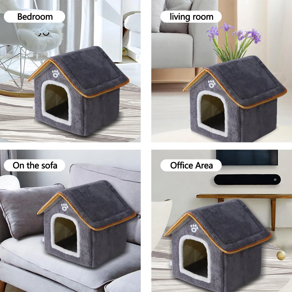 Galatée Cuccia Per Cani, Letto a Grotta Per Gatti Caldo Per Interni, Peluche Lavabile Simpatico Cane Gatto Igloo, Comodo Letto Per Animali Domestici Per Cuccioli, Gattini e Conigli(M, Grigio)