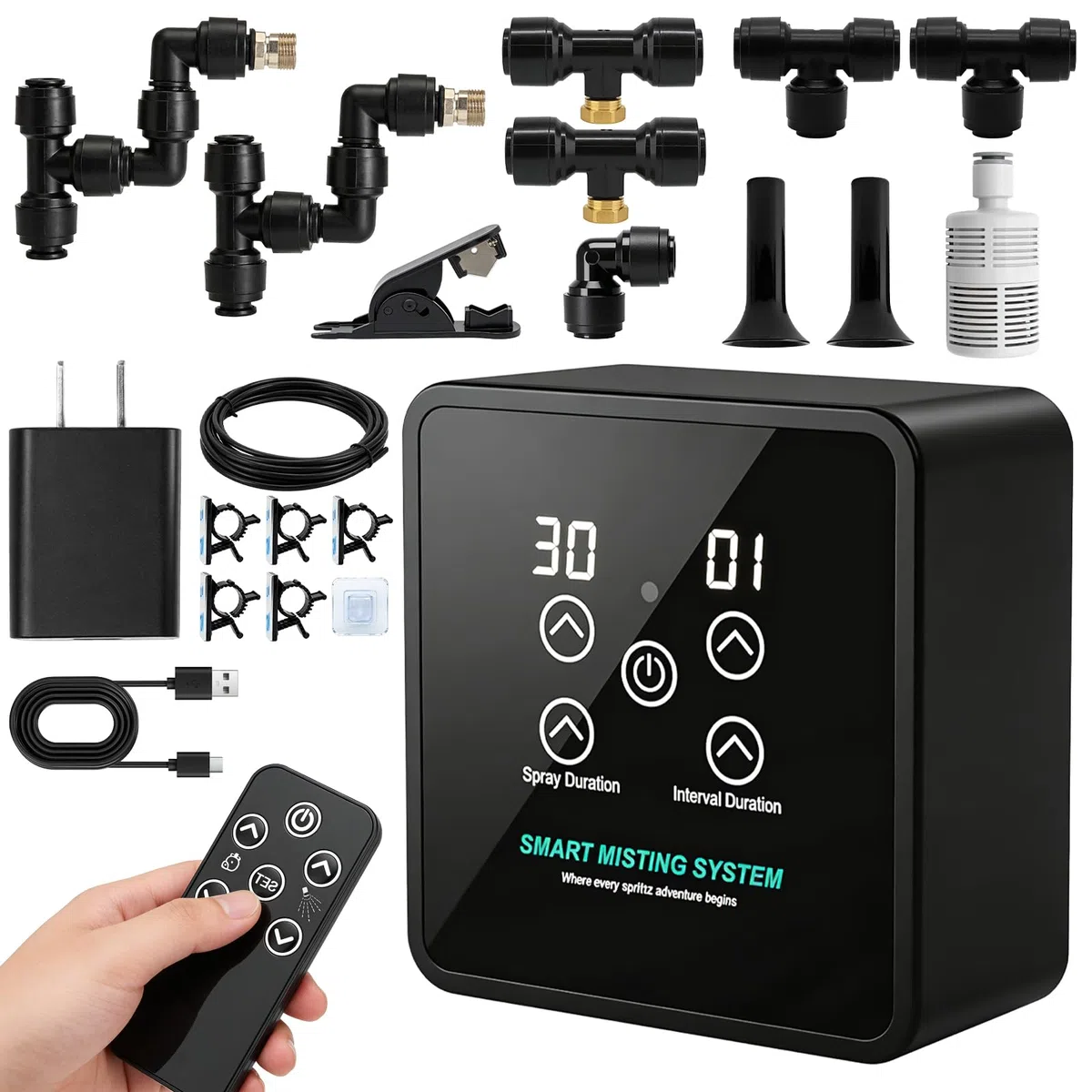 Umidificatore rettile intelligente sistema di nebbia per terrario con timer e ugelli per nebbia regolabili a 360° Umidificatore rettile per rettili/piante/fiori