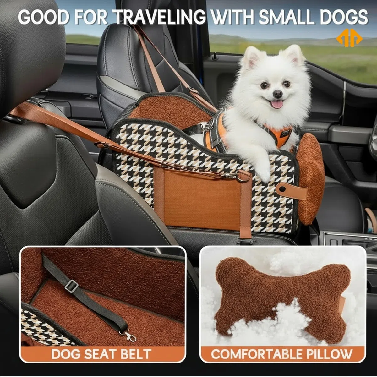 Console centrale per cani, seggiolino auto per cuccioli, console centrale per cani di piccola taglia