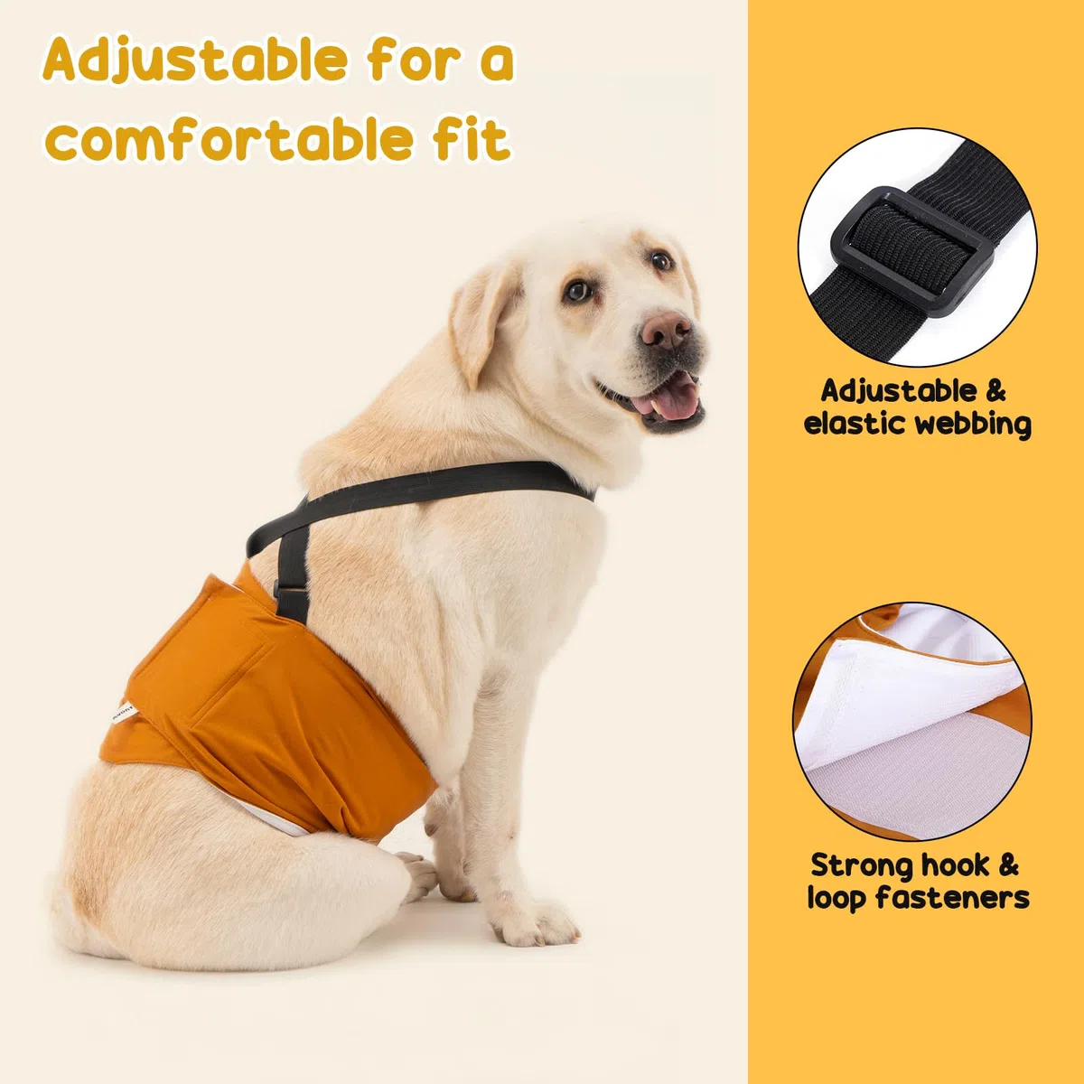 Avont Pannolini Cane Maschio 3 Pezzi Altamente Assorbenti, Impermeabile e Riutilizzabili Pannolini Per Cani Maschi con Bretelle Regolabili- XXL Nero/Grigio/Marrone