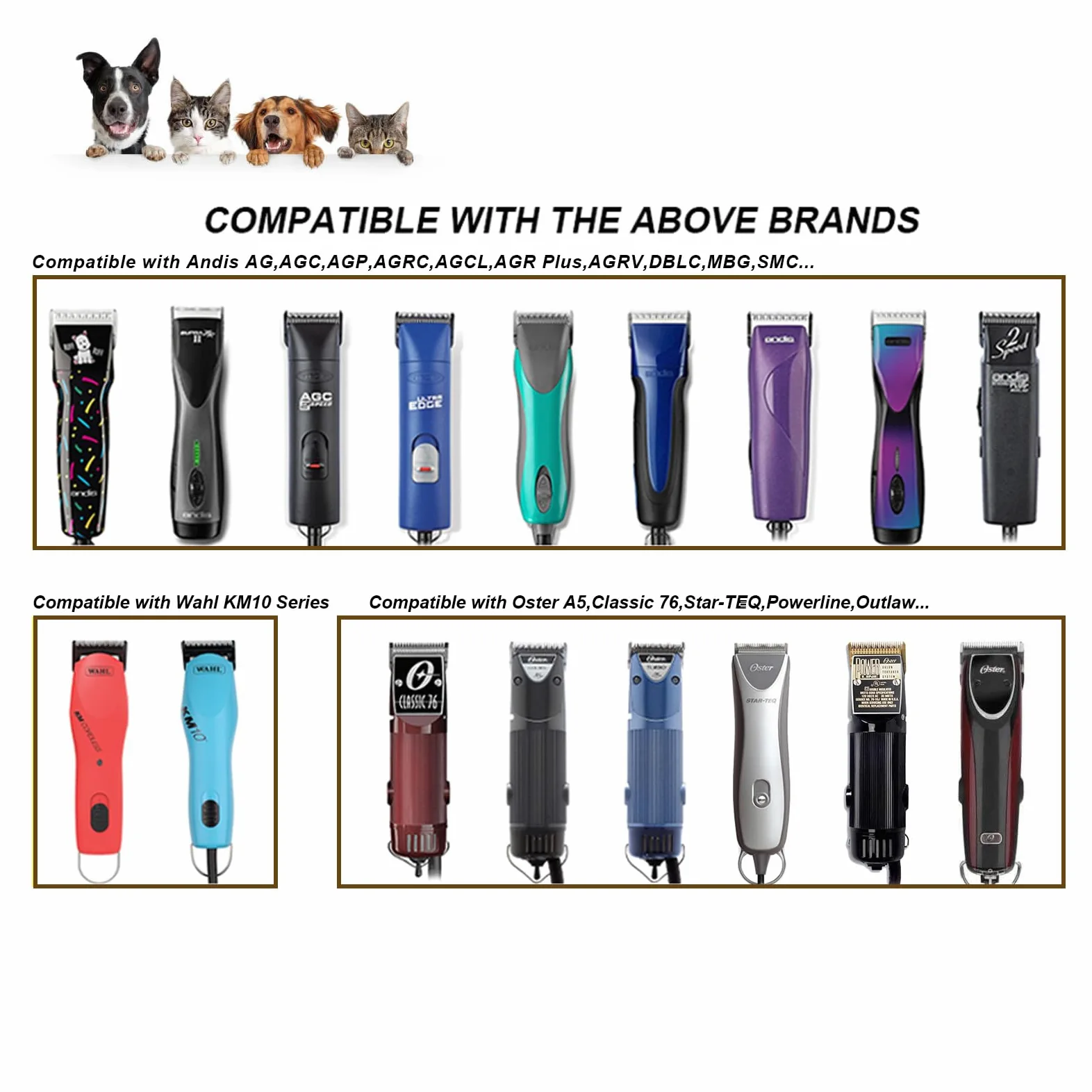 Lame Rimovibili Larghe 30W per la toelettatura degli Animali Domestici,compatibili con tosatrici Andis,Oster A5,Wahl KM10/Moser 45/Masterclip A5,Lunghezza di Taglio 0,5 mm (1/50 di Pollice)