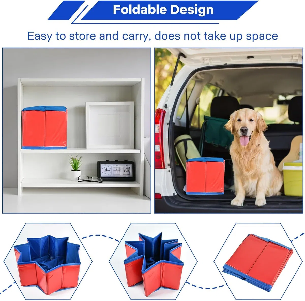 Piscina pieghevole per cani, 60 x 20 cm, vasca da bagno pieghevole per animali domestici, in PVC, antiscivolo, per cani, gatti e bambini, per interni ed esterni