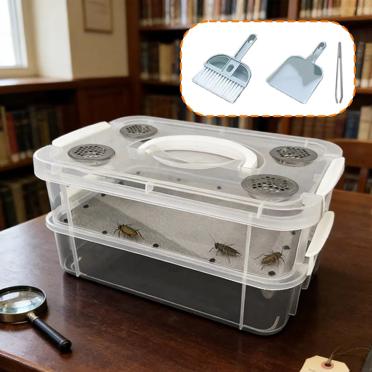 Mealworm Breeding Box Contenitore Allevamento Vermi Scatola Trasparente Ventilata con Setaccio Facile Pulizia Design Impilabile Adatto per Trasporto O, Rete Fine