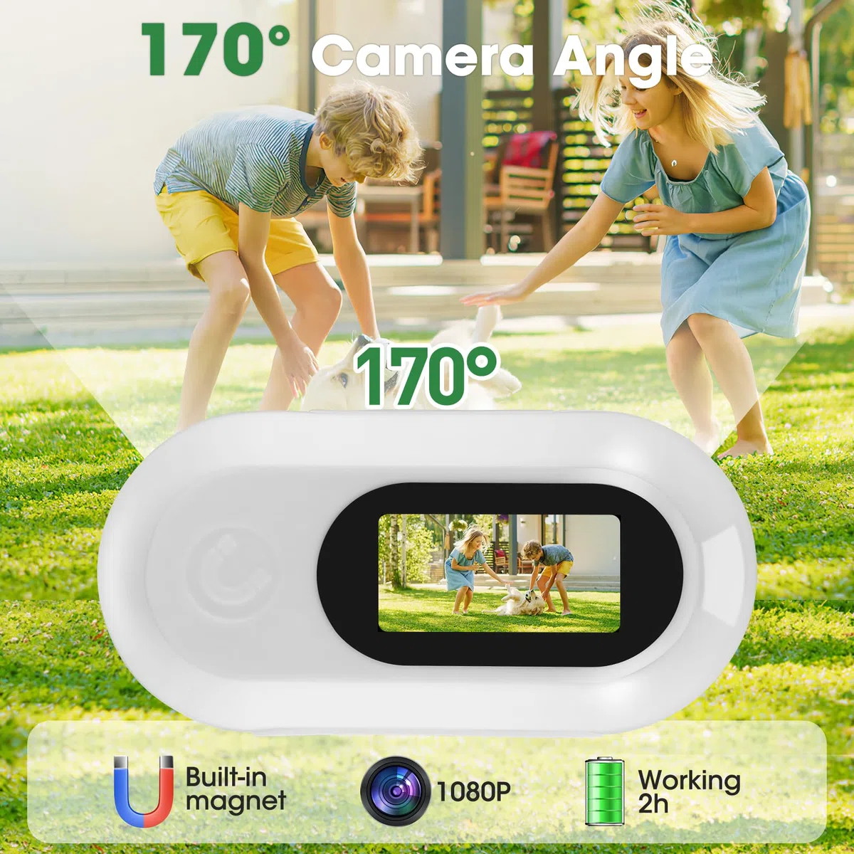 1080P - Collare per fotocamera per gatti, HD, con grandangolo di 170° e scheda SD da 32 GB, mini sport Action Camera per gatti per riprese video e foto, fotocamera per animali domestici, regalo di