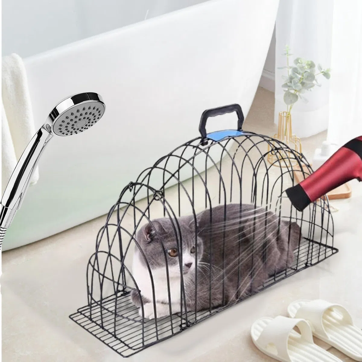 perfk Scatola per asciugare i peli degli Animali Domestici Asciugacapelli per Animali Domestici Asciugatura Rapida Casa Asciugatrice per Gatti Gabbia Stanza, l