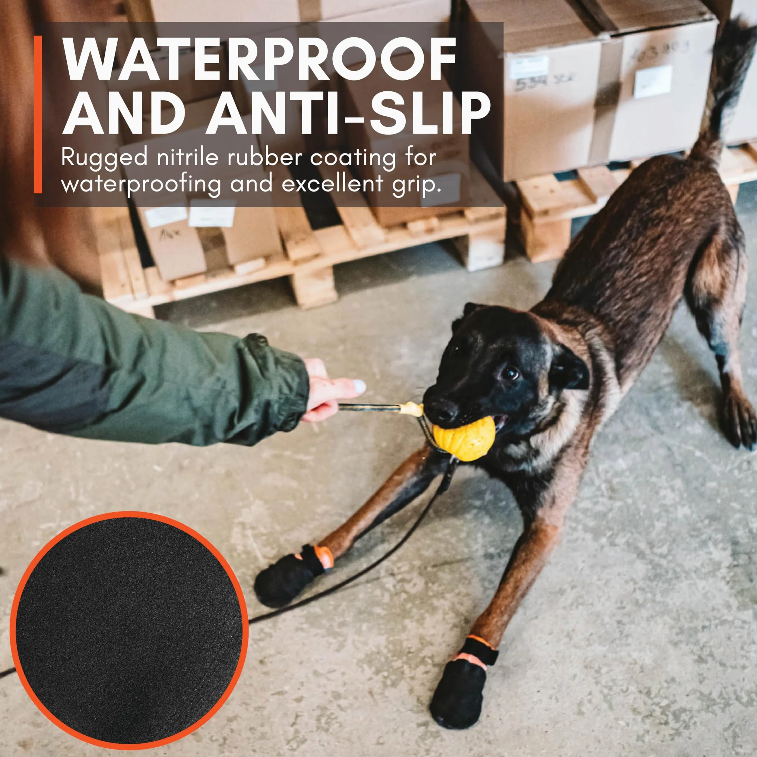 Non-Stop Dogwear Stivaletti protettivi (4 pezzi), nero/arancione - M
