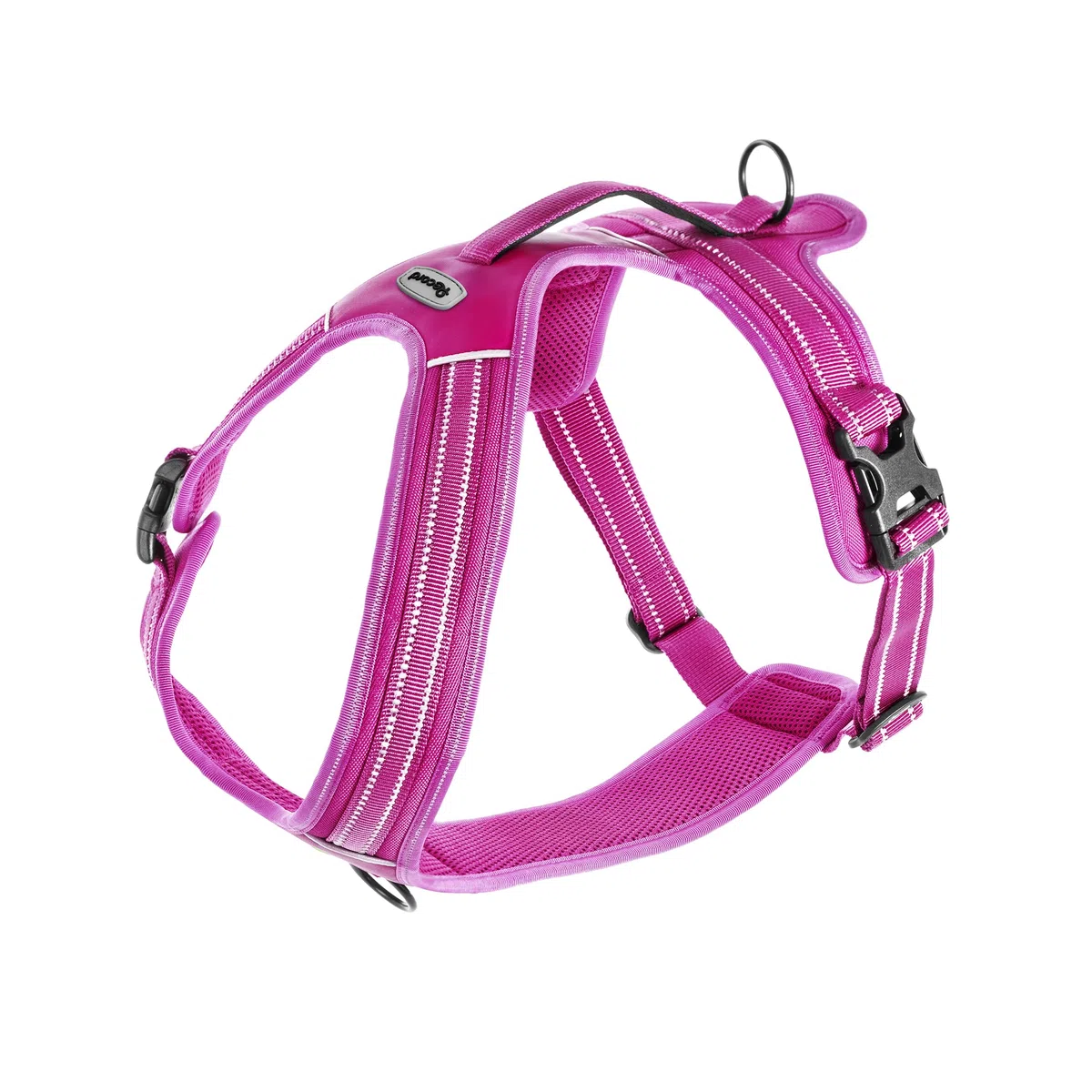 Record - Pettorina per Cani Action Alpi - Colore Fucsia – Taglia S – Materiale: Nylon Intrecciato con Bande Riflettenti 3M ScotchLite - Circonferenza 48-57 cm