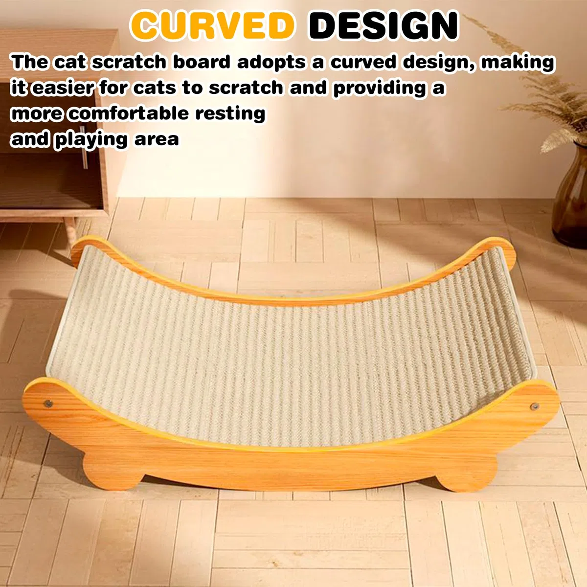 Tiragraffi per gatti curvi: tiragraffi per gatti, 39 x 32 cm, in sisal, per gatti, per giocare, dormire, graffiare