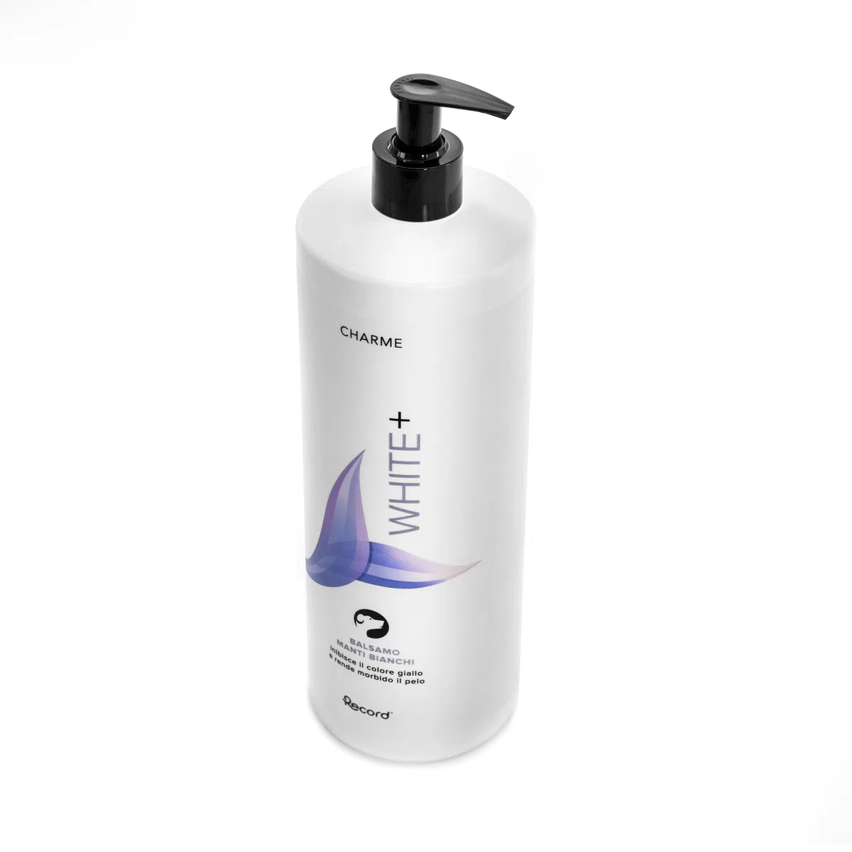Record Charme White+ Balsamo Idratante per Cani, per Manti Bianchi. Conditioner professionale per cani con Olio di Cotone e di Cocco con azione sbiancante anti-giallo, Made in Italy da 1L