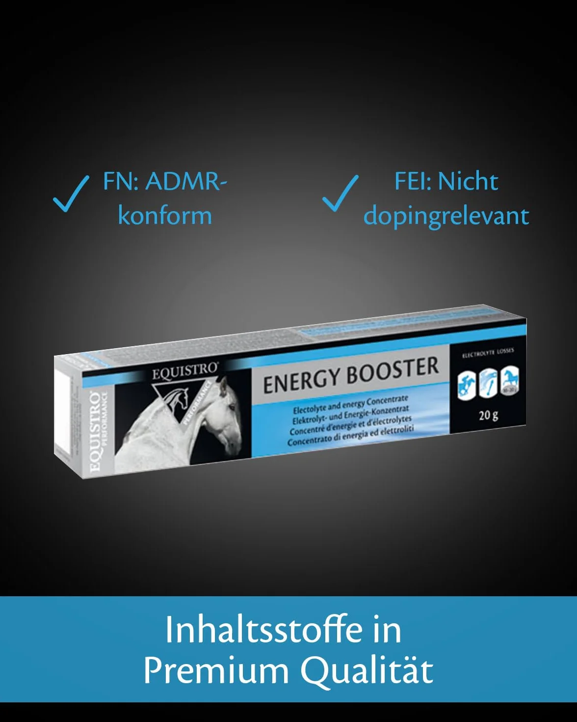 EQUISTRO® Energy Booster | Confezione Tripla | 3 x 20 g | Mangime complementare per cavalli | Nutrienti altamente concentrati per la resistenza e le prestazioni | Qualità premium