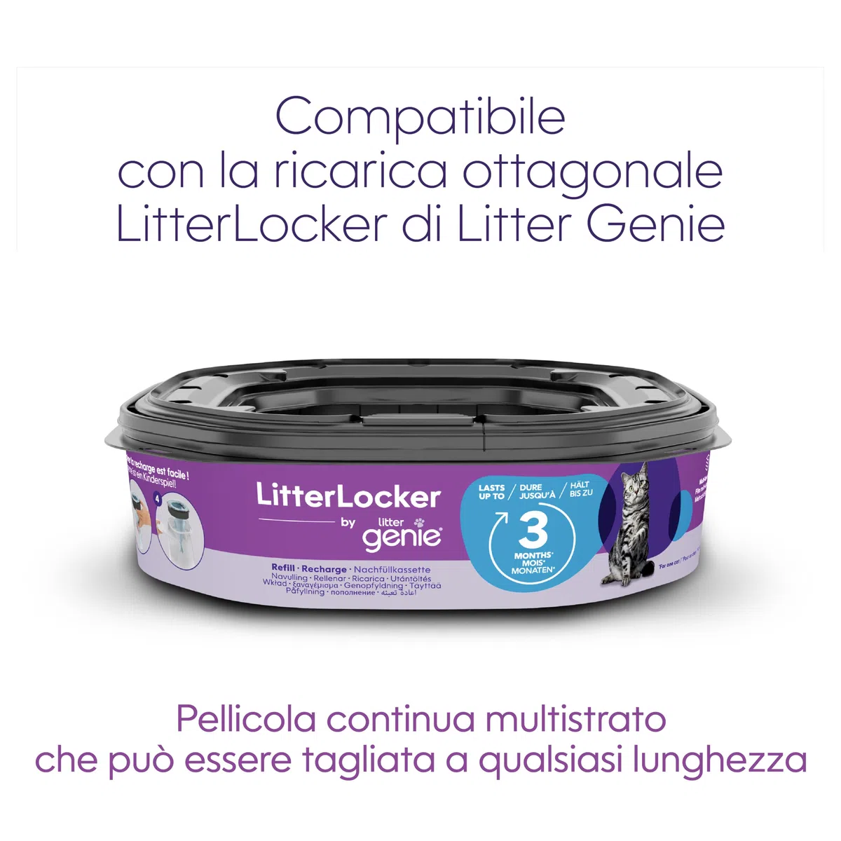 Litter Genie - Official Litter Locker - Pattumiera per lettiera per gatti a prova di odore, facile da pulire, con paletta inclusa e 1 ricarica XL (3 mesi). Compatta e facile da usare.