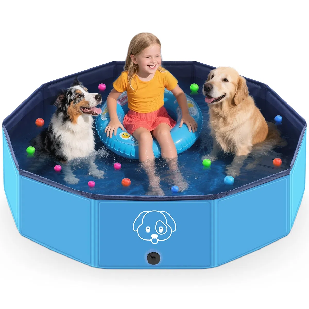 Piscina per Cani Grandi e Piccole in PVC Antiscivolo, Piscina Cani Pieghevoli e Portatili & Facili da Pulire - Ideali per Piscine per Cani (120 * 30 cm)