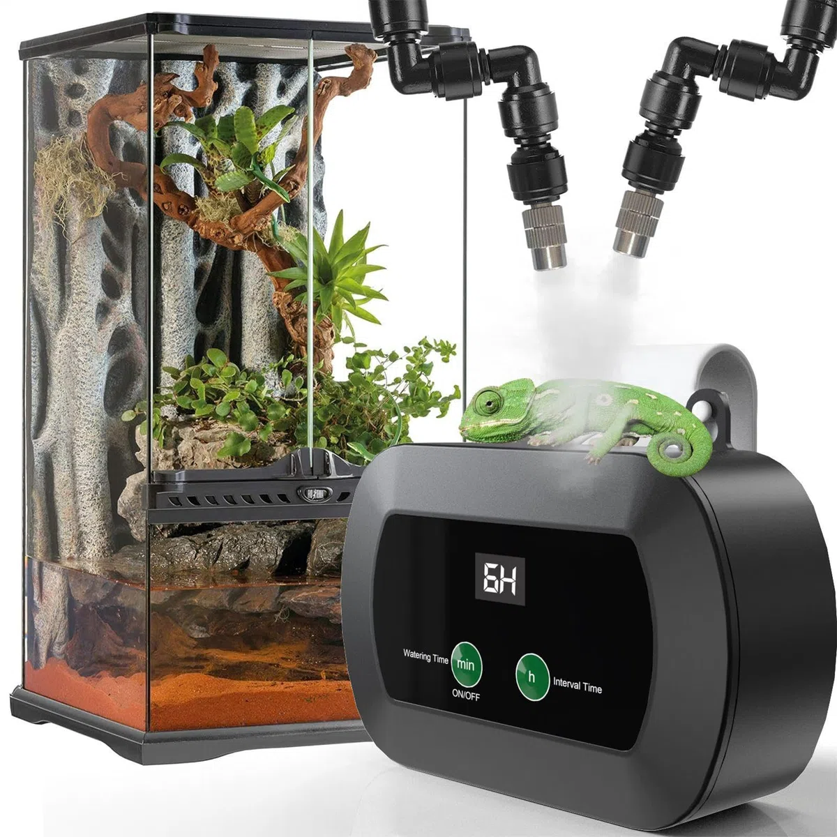 Umidificatore per rettili - Nebulizzatore automatico per terrario con timer, silenzioso con regolabile a 360 gradi per acquari, recinti a lucertole, e