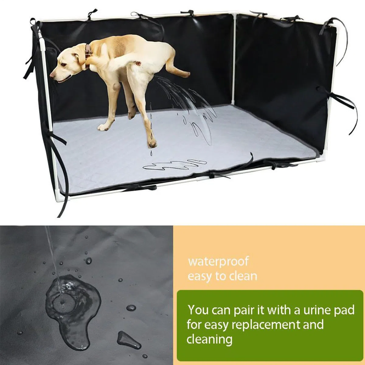 Supporto per pipì per cani, vassoio per vasino per cuccioli con bordo alto, supporto per pipì con pareti, robusto antiscivolo per addestramento del cane, per uso interno ed esterno, 89 x 73 x 44 cm