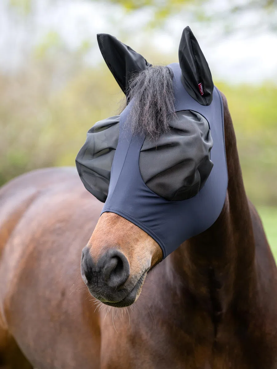 LeMieux Mezza maschera anti-insetti – Maschera antimosche – Protezione UV – Pull On – Traspirante – Navy – XL