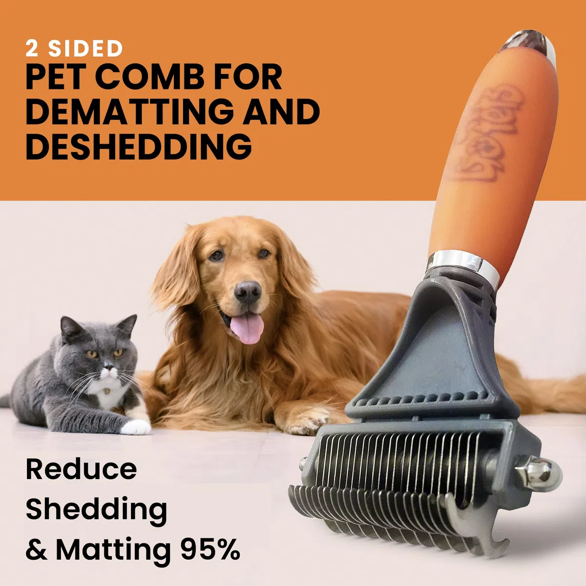 GoPets Pettine con rastrello professionale a 2 lati, per cani e gatti