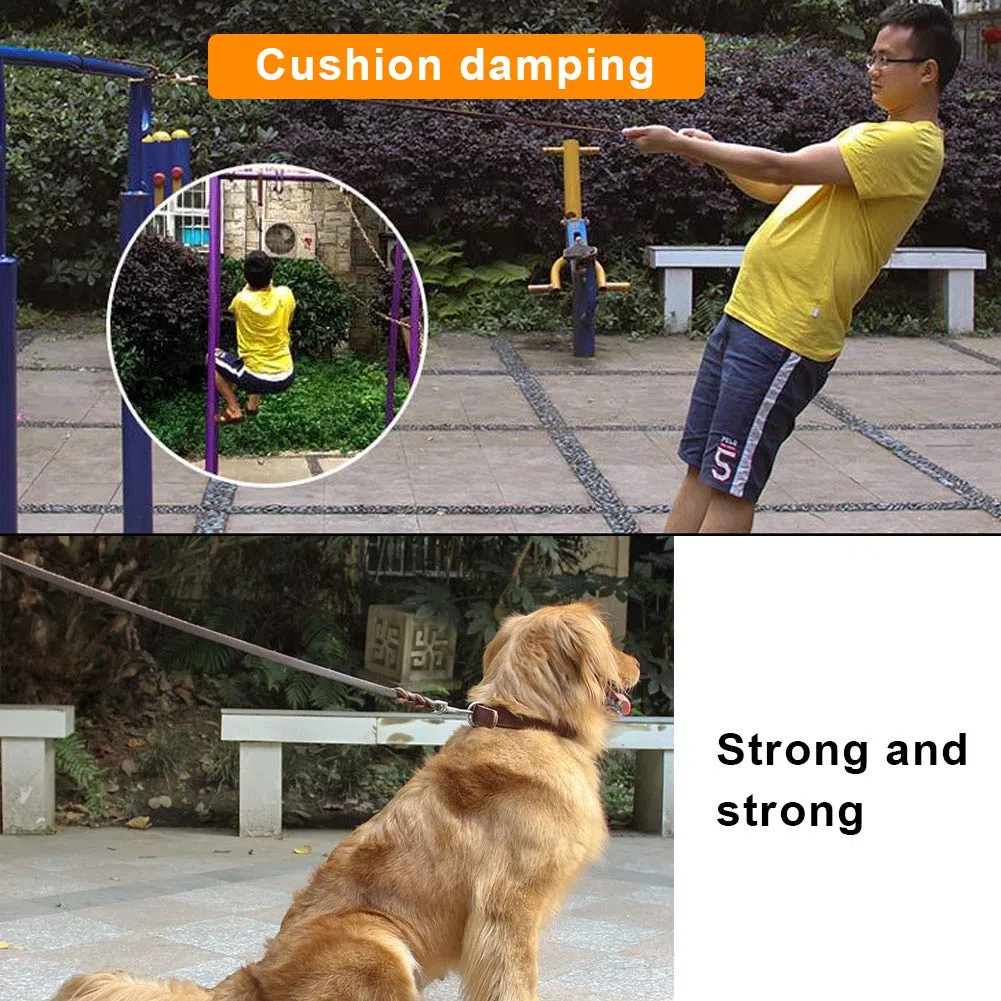 Guinzaglio per cani in pelle, cinturino in pelle con cinturino in corda di sicurezza per cani da compagnia(2.1m)