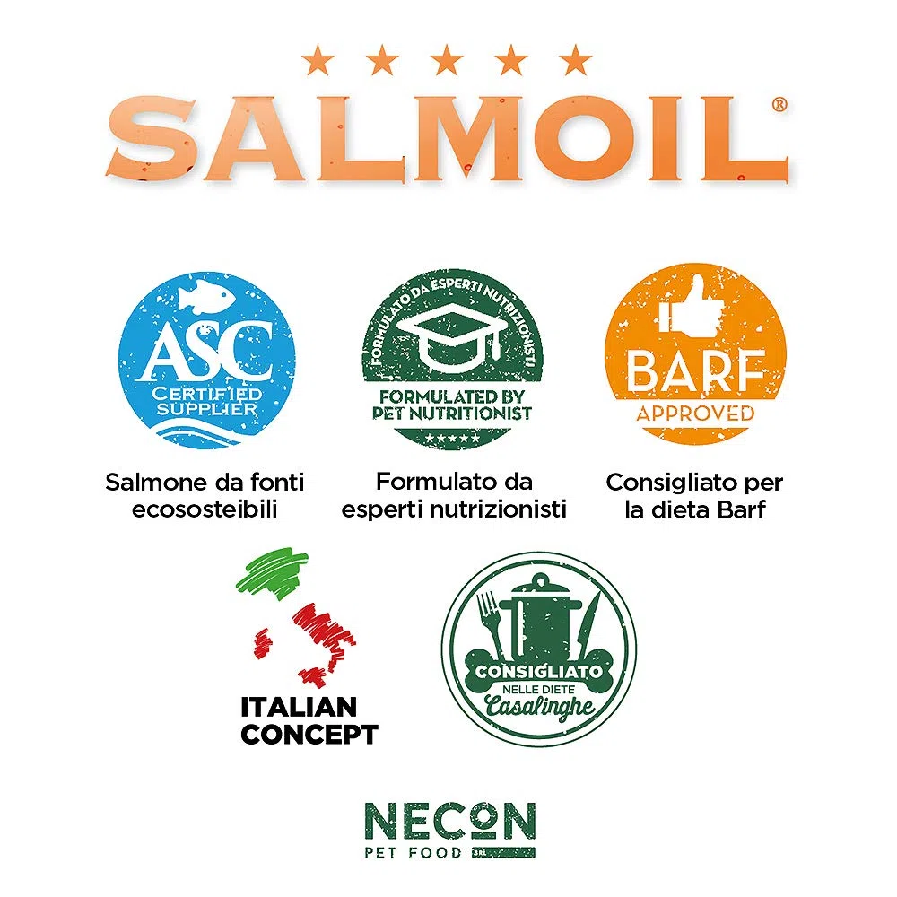 Salmoil Ricetta 2 Alimento Complementare per Cani e Gatti a Base di Olio di Salmone Norvegese e Krill - 950 ml