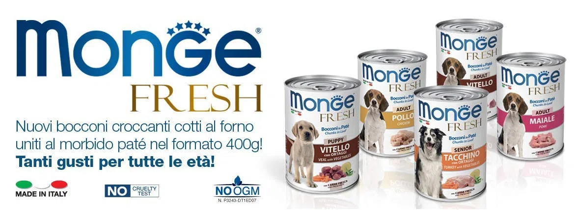 20 SCATOLETTE 400 GR. CIBO PER CANI FRESH ADULT NATURAL SUPERPREMIUM MONGE