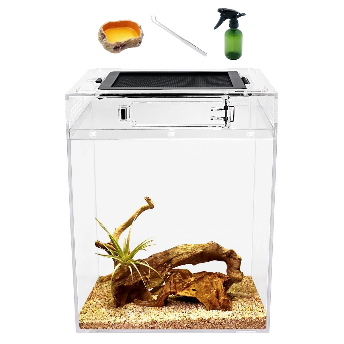 set di terrari alti (PC), 20 x 20 x 28cm Carro armato per rettili con schermo per porte scorrevoli superiore Terrari per rettili per serpente, rana, insetto, tarantola, paguro, ragno saltatore, iguana