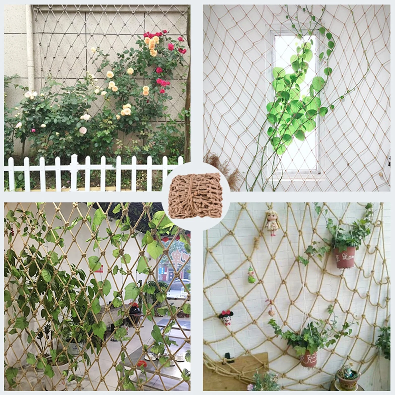 Rete Corda Canapa Rete Arrampicata Canapa Sicurezza Bambini Rete Anticaduta Scale Balcone Parete Foto Decorazione Pareti Divisorie Rete da Recinzi(Size:1 * 2m(3 * 7ft))