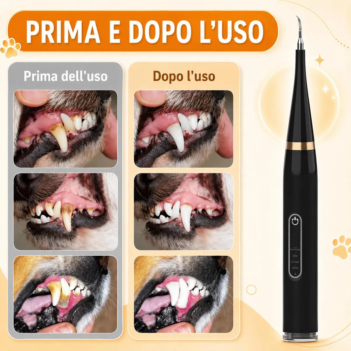 ZampaDent Dispositivo Professionale per la Pulizia Dentale del Cane Pulizia Denti Cane Rimuovi Tartaro Denti con Design Leggero per Uso Domestico e Viaggio (nero)