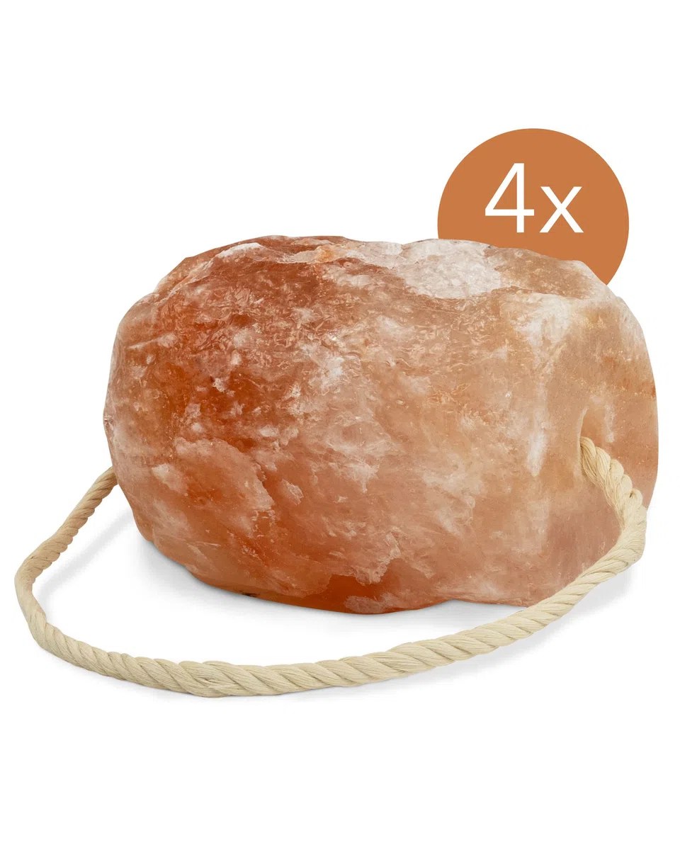 Pietre di sale di alta qualità "cristallo di rocca", 4 pietre con cordoncino, per un totale di circa 8 kg, per cavalli, pecore, bovini, selvaggina, sale di bestiame – pietra minerale – pietra preziosa