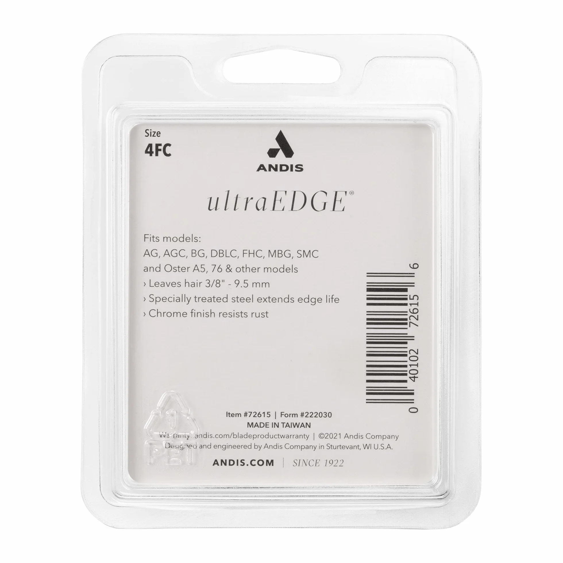 Lama per Tosatrice per Cani Ultraedge in Acciaio al Carbonio Andis 72625, Dente Saltato Misura 4, Lunghezza di Taglio 3/8 Pollici