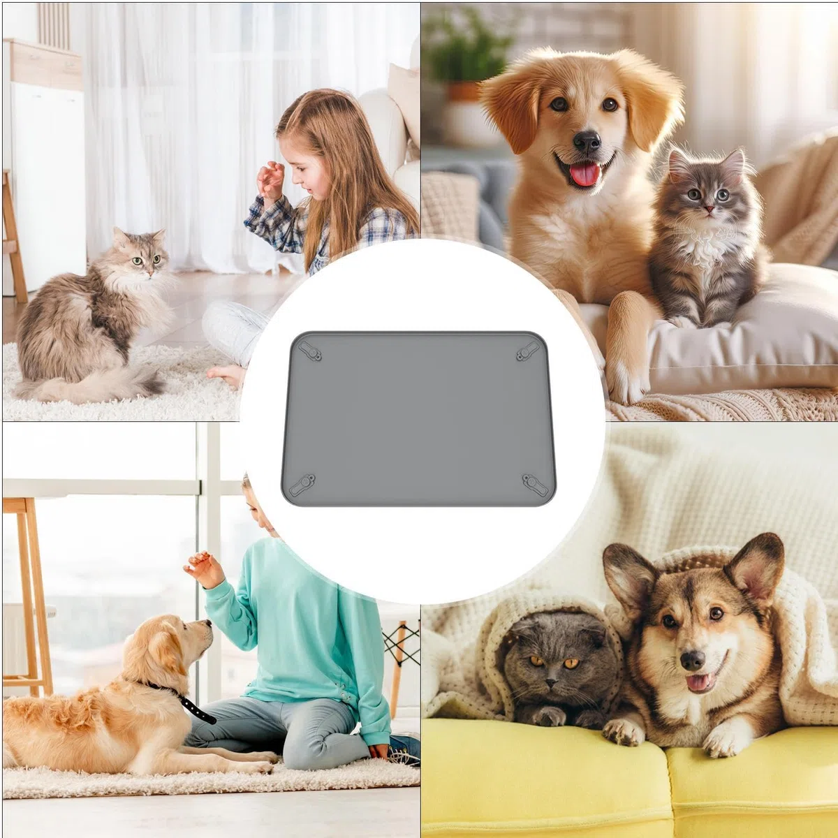 Vassoio Pipì Cane - Bordi Alti in Silicone Antigoccia Antiscivolo | Porta Traversine Addestramento Cane,Per Dormitorio Appartamento Camera Soggiorno Pavimento Coperta