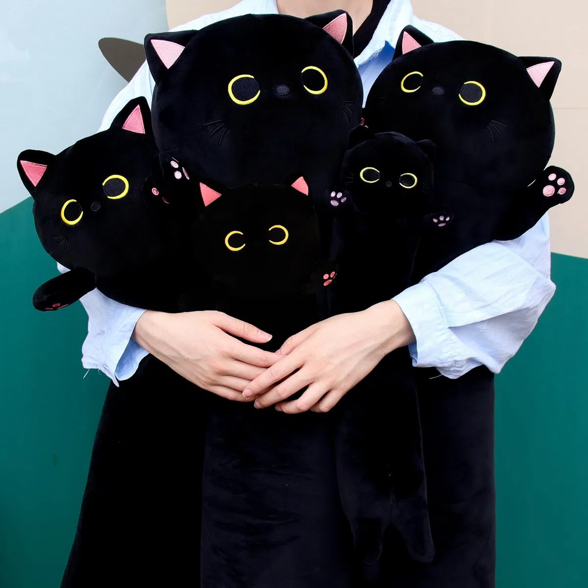 Cuscino lungo per il corpo in peluche, per gatti, 90 cm
