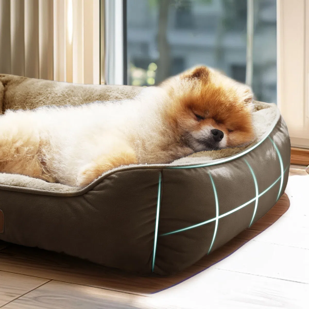 Bedsure Cuccia Cani Media Lavabile - Cuccia Rettangolare per Cani Piccoli con Fondo Antiscivolo, Paniere Anti-Ansia per Cuccioli e Gatti Grandi, 63,5 x 53 cm, Marrone