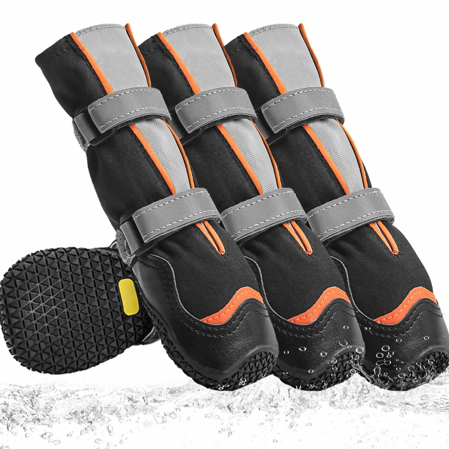 Ohcozzy Scarpe per Cani Profondamente Impermeabili, Stivali Alti per Cani con Linguetta a V, Suola in Gomma Resistente all'usura, Protezione Zampe Cane Piccoli Medi Grandi 4 Pezzi,XL