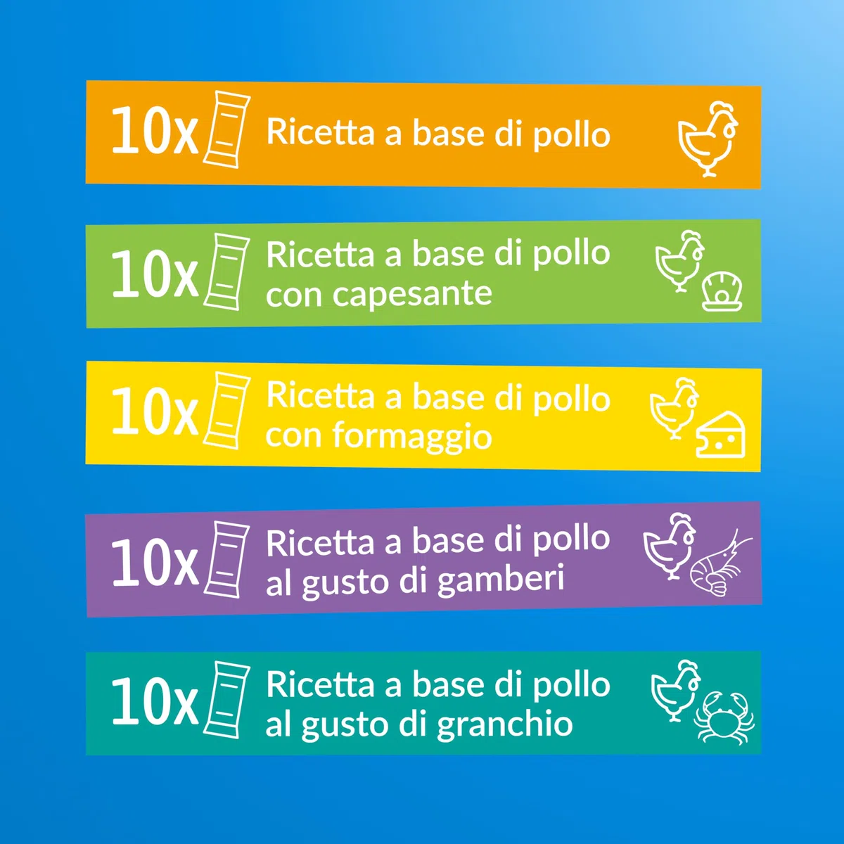 INABA Churu Snack per Gatti Cremoso in 4 Varietà al Pollo - 50 Stick x 14g - Cibo per Gatti da Leccare, Sano e Delizioso - Snack Gatto Senza Conservanti o Coloranti Artificiali, Grain-Free