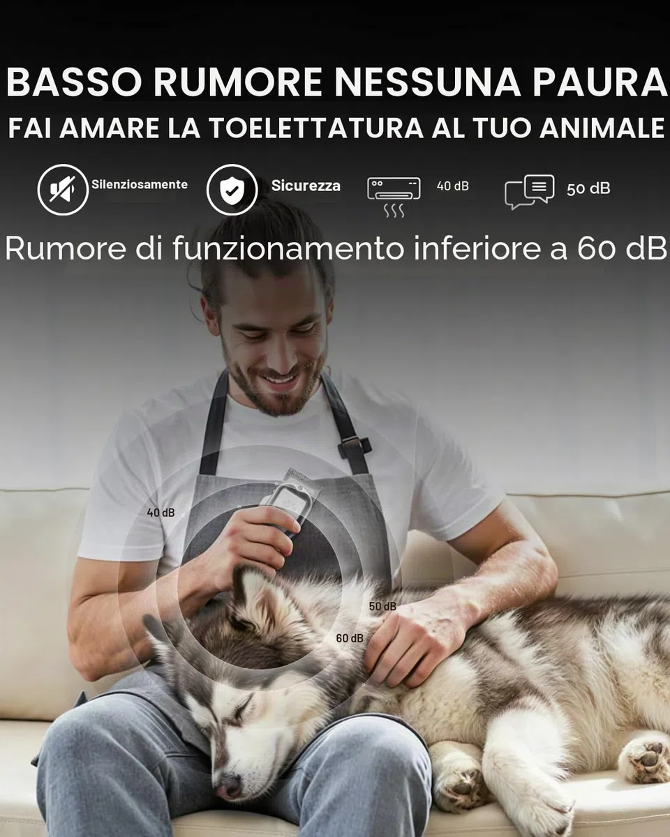 Tosatrice professionale per cani per capelli spessi, corpo interamente in metallo, lama in ceramica nera, display a LED, kit per toelettatura cani senza fili ricaricabile a basso rumore