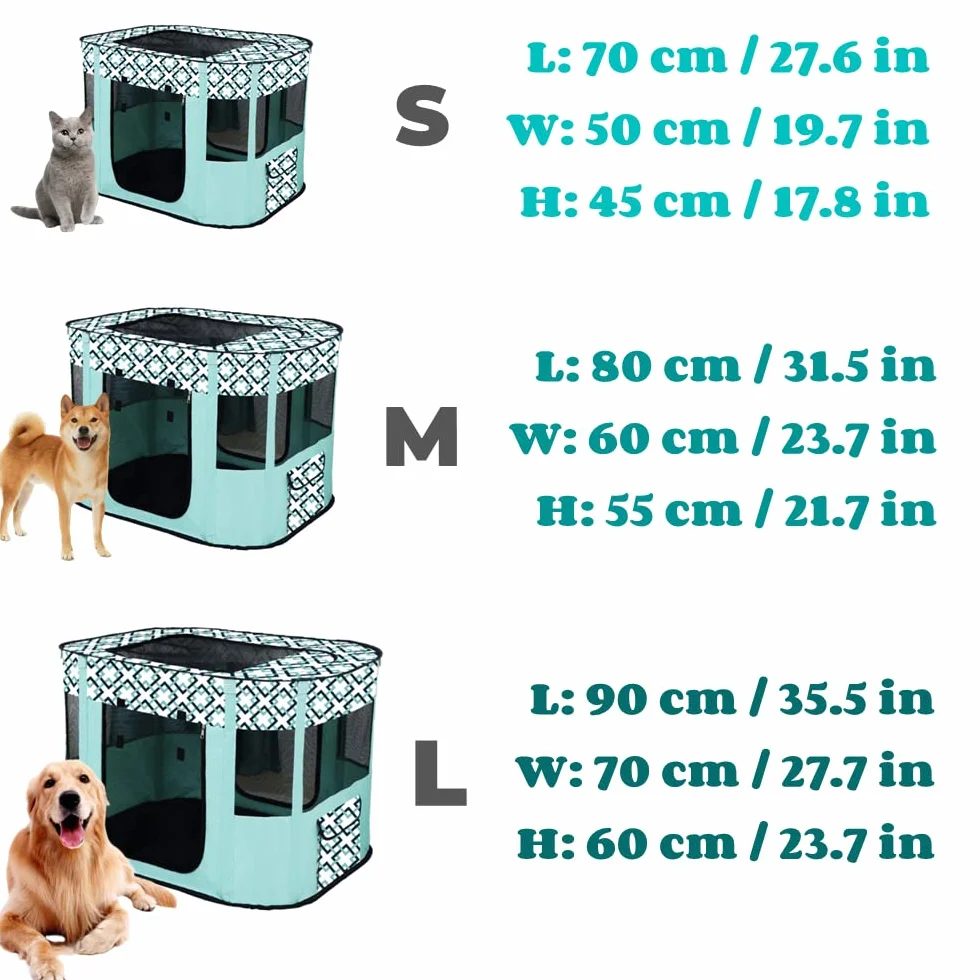 Cuccia portatile per animali domestici, pieghevole, rettangolare, per sala da parte, cuccia per gatti, cuccioli, cuccia per animali domestici (Azzurro, S/70 * 50cm)