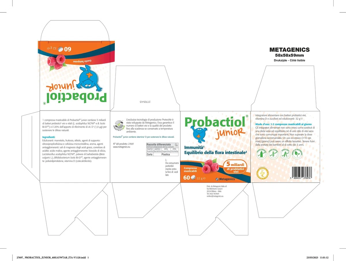 Metagenics Probactiol Junior - Equilibrio della Flora Intestinale - Sostiene l’Immunità - 60 Compresse Masticabili