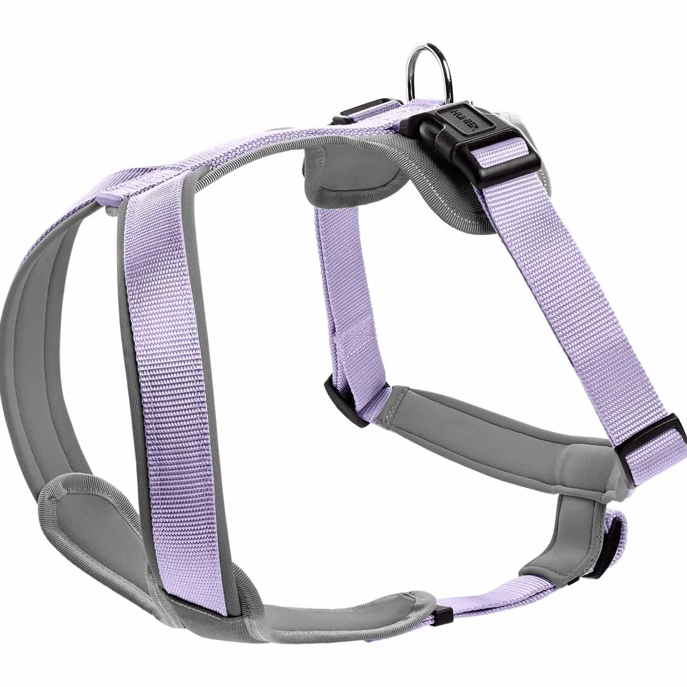 HUNTER pettorina per cani NEOPREN, Colore: lavanda/grigio, nylon resistente, imbottita con morbido neoprene, materiale riflettente 3M™ Scotchlite™, facile da pulire, confortevole, Taglia: S