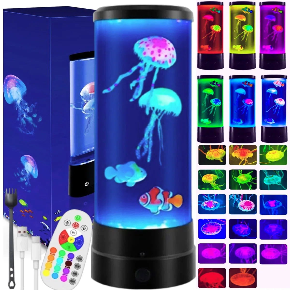 Lampad Medusa con Telecomando, 17 Colori Jellyfish Lamp, Lampada Acquario Medusa LED per Bambini e Adulti, Lampada Jellyfish per Il Relax, Decorazione Della Casa