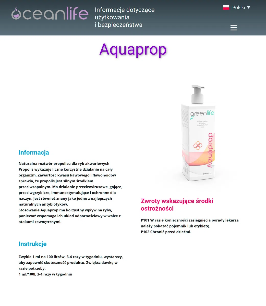 Oceanlife Aquaprop - 1000 ml - Propoli per Pesci d'acquario